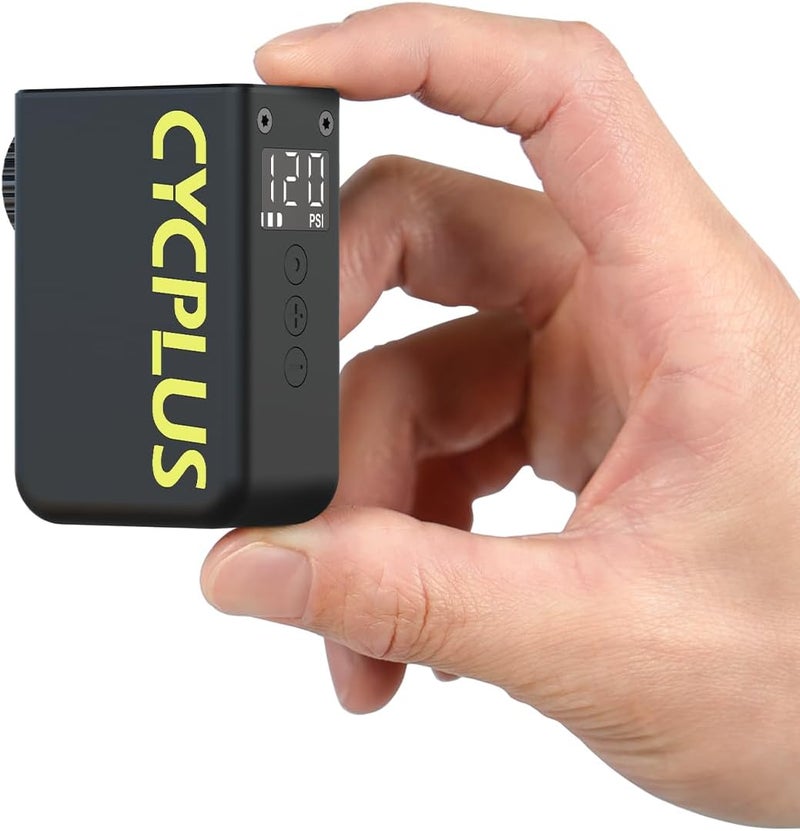 CYCPLUS AS2 Ultra Tiny Bicycle Pump with Gauge, Max 120 PSI Electric Mini Pump, Auto Stop, with Presta and Schrader Valve for E-Bike, MTB, and Road Bike AS2 Ultra (3.06oz) - Image 1